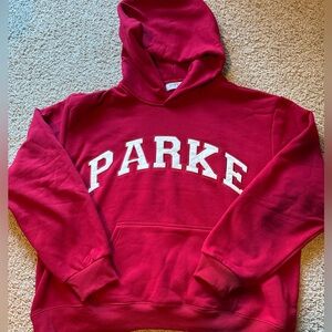 Parke Varsity Hoodie, Maroon + White, size XXL